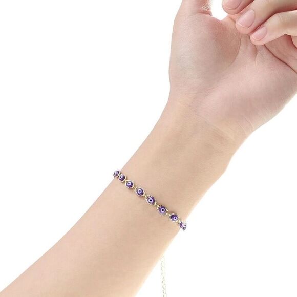 New Evil Eye Adjustable Bracelet Kabbalah Protection Amulet Anklet Jewelry - Picture 2 of 4